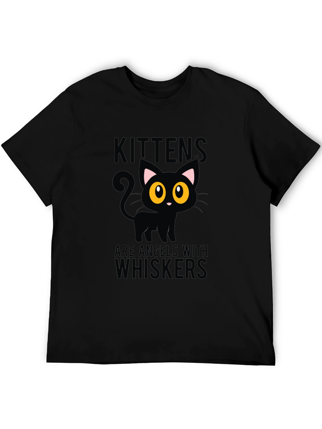 Kittens Are Angels With Whiskers Black T-Shirt