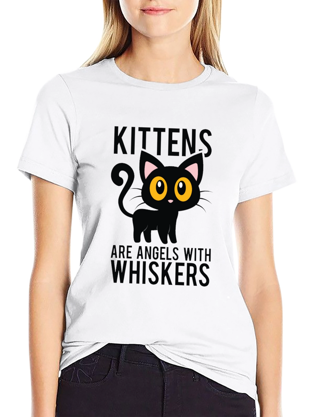 Kittens Are Angels With Whiskers Black T-Shirt