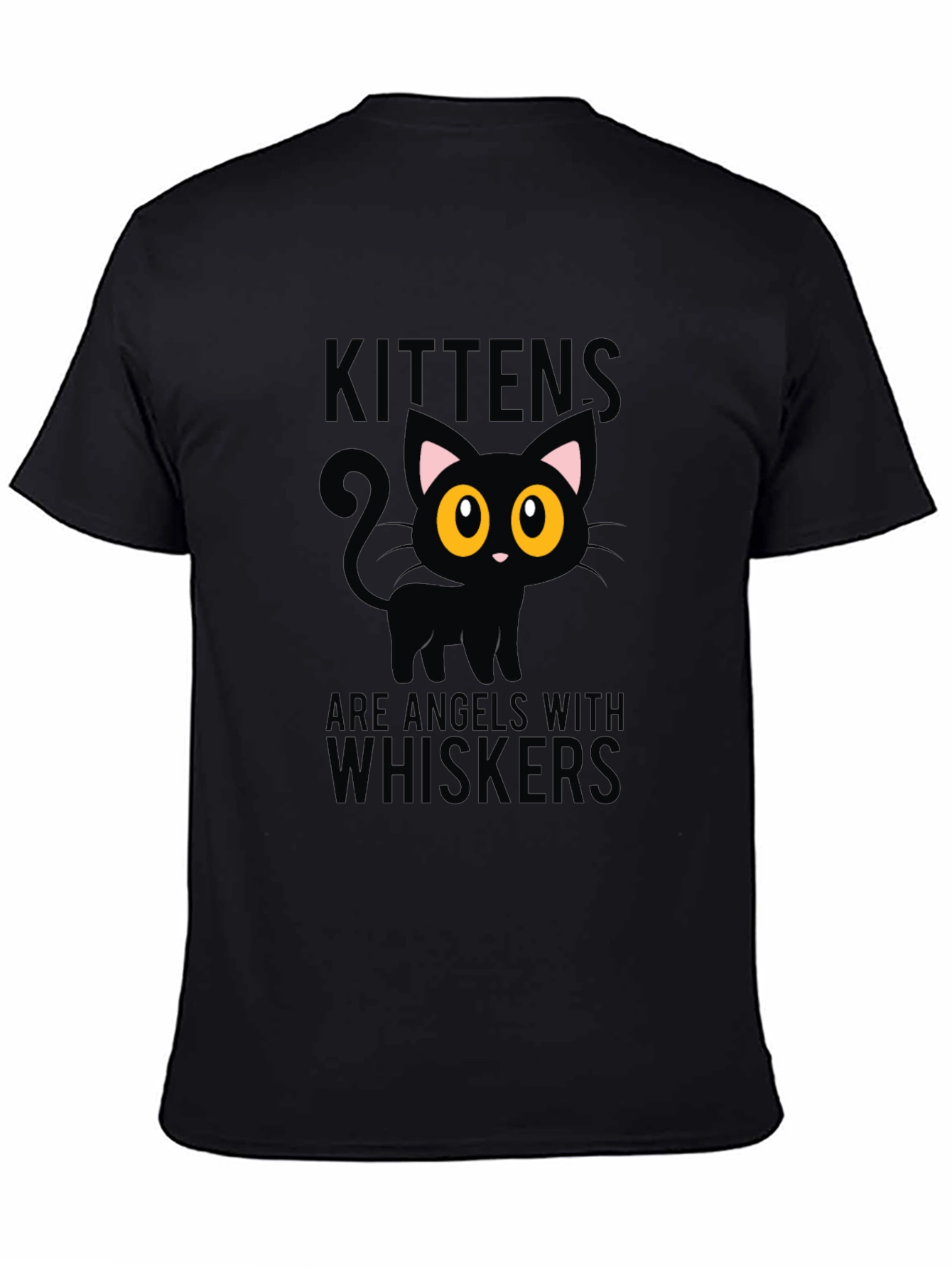 Kittens Are Angels With Whiskers Black T-Shirt
