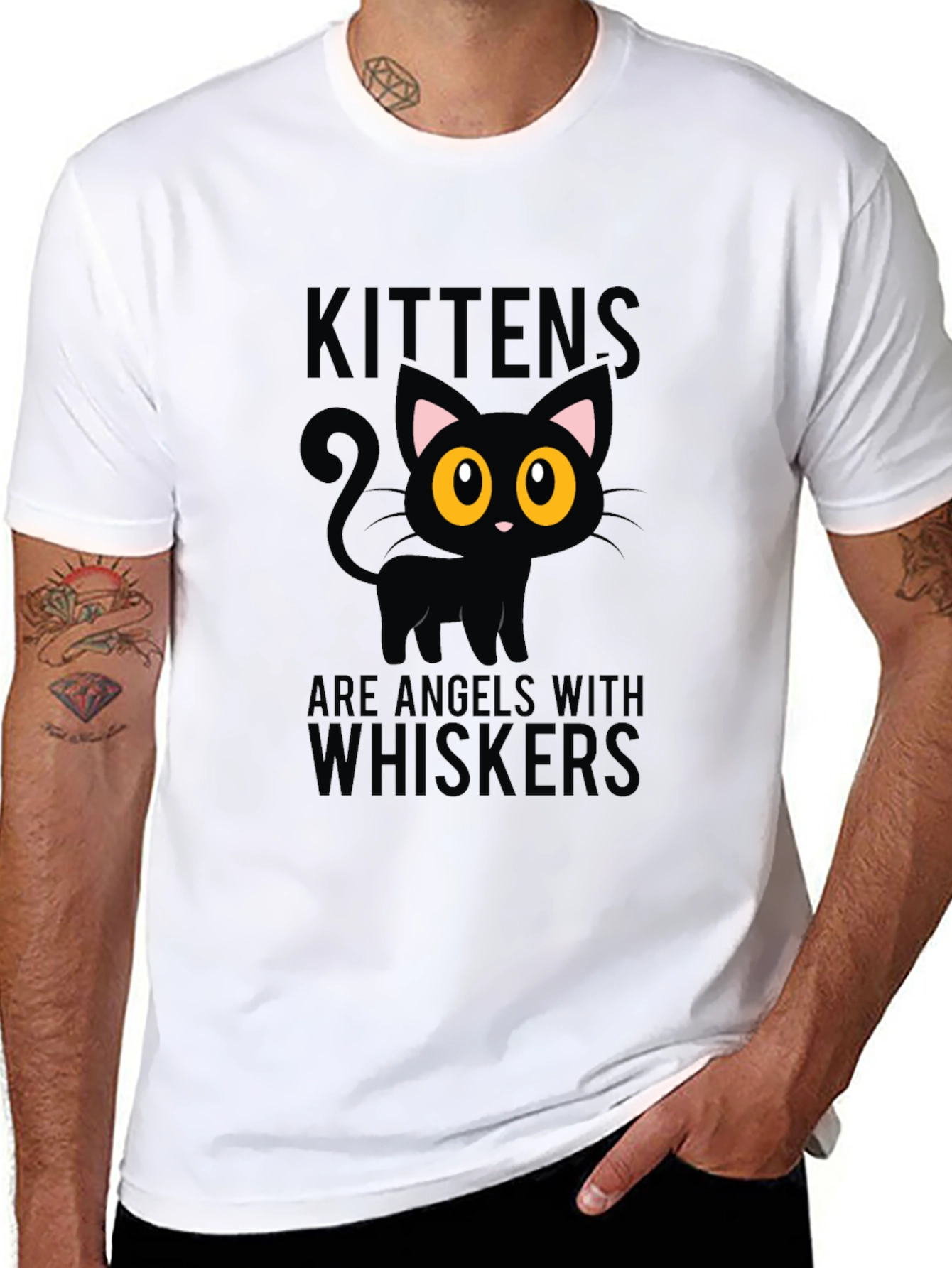 Kittens Are Angels With Whiskers Black T-Shirt
