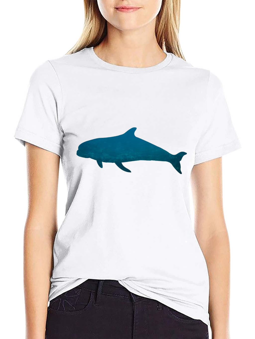 Blue Dolphin Graphic Black T-Shirt