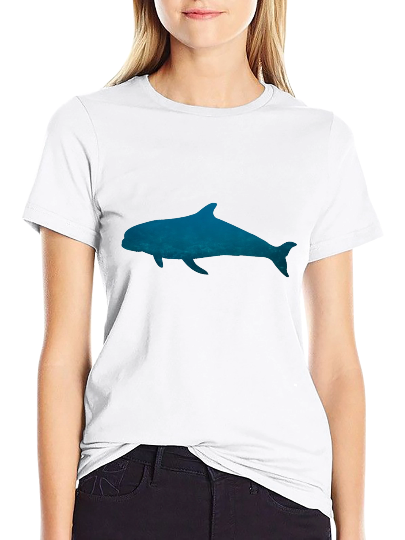 Blue Dolphin Graphic Black T-Shirt