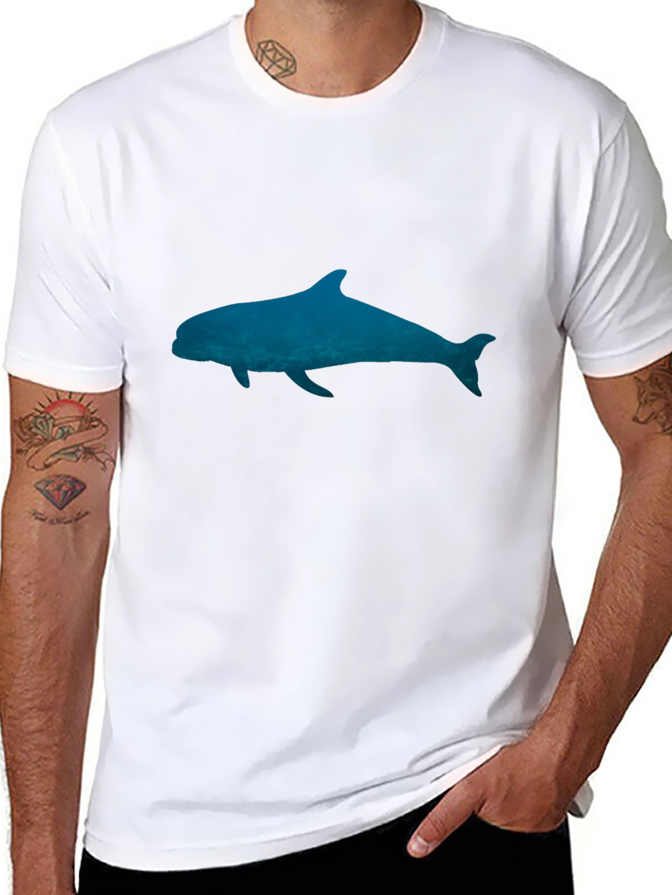 Blue Dolphin Graphic Black T-Shirt