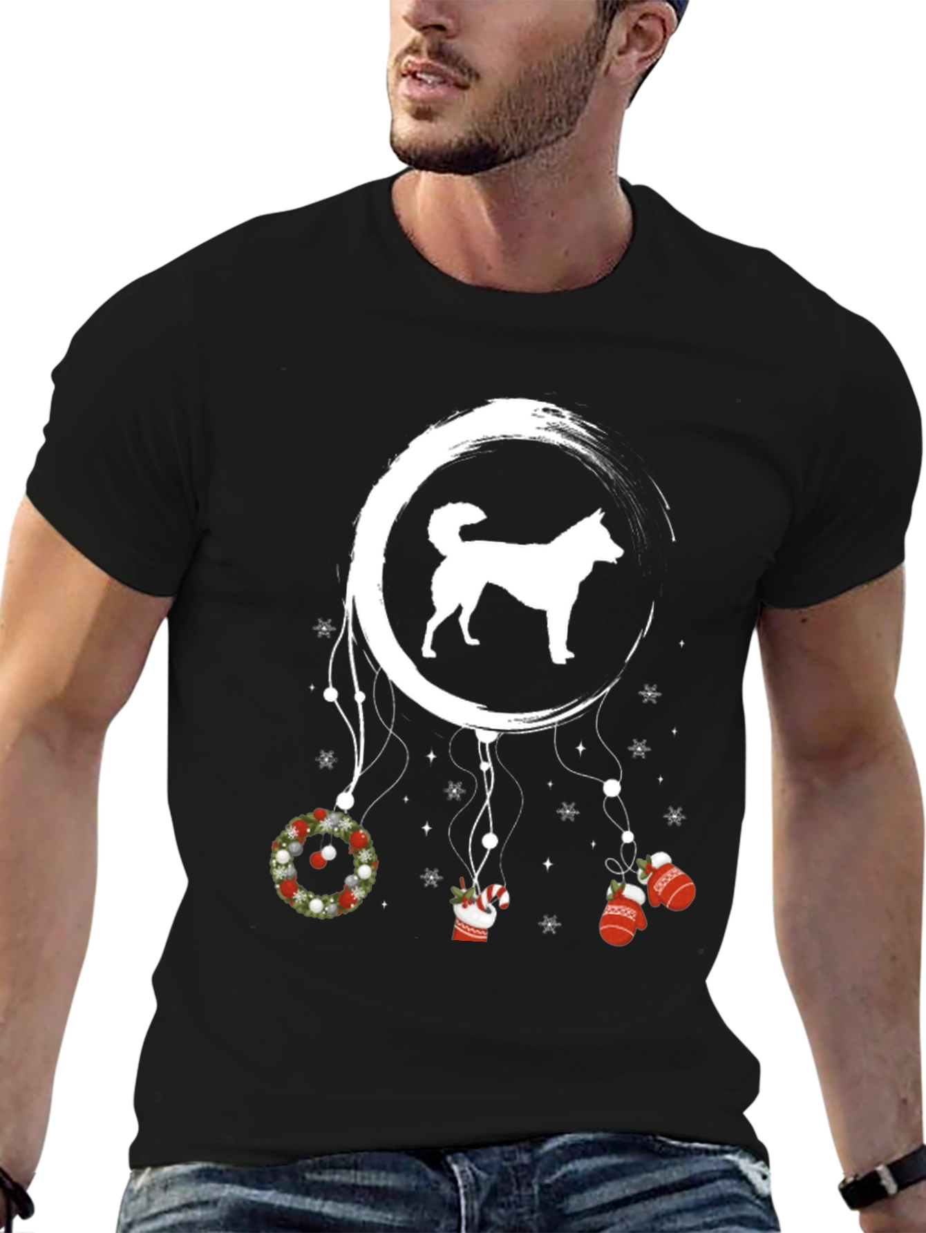 Festive Dog Dreamcatcher Graphic Tee
