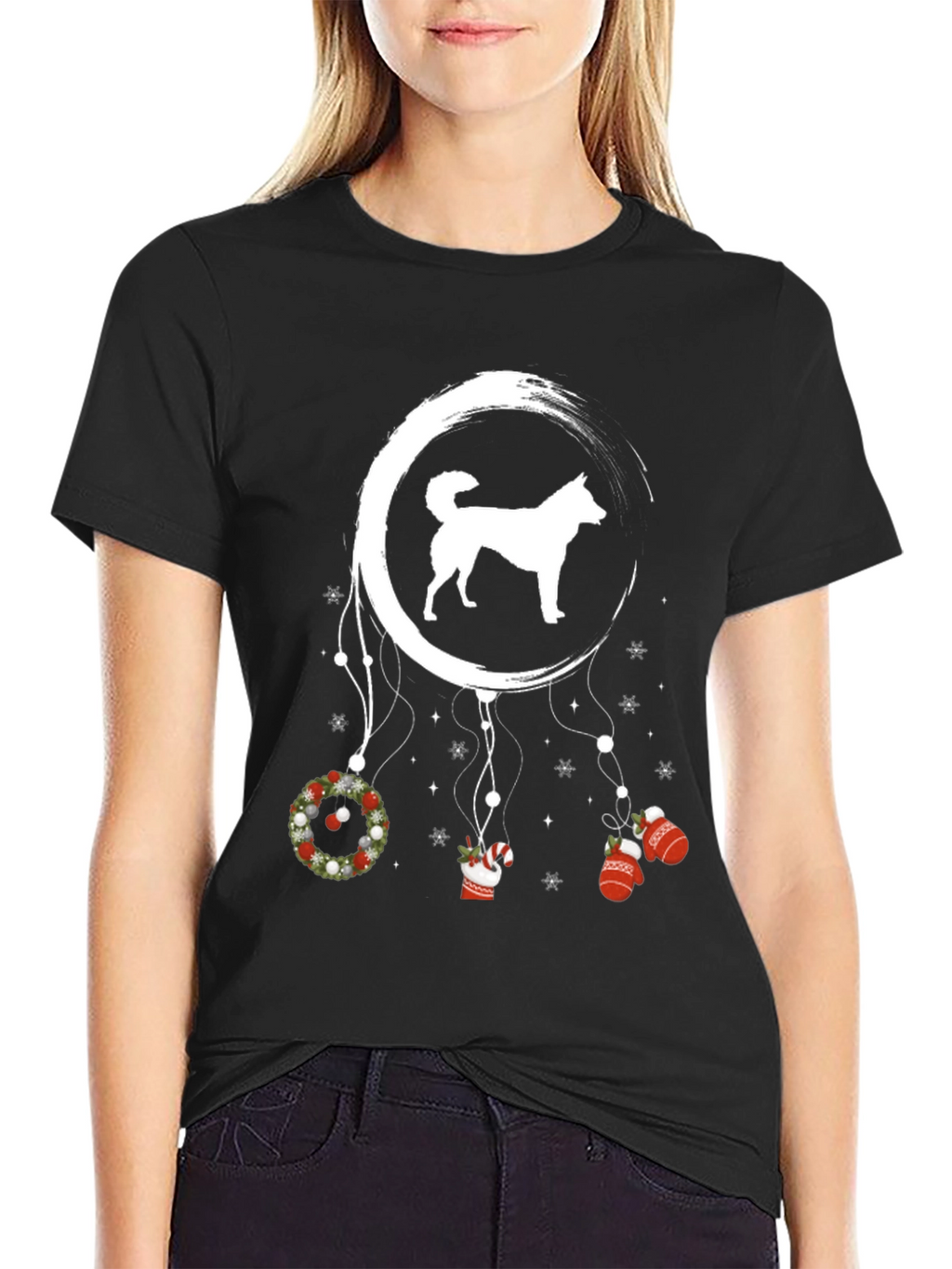 Festive Dog Dreamcatcher Graphic Tee