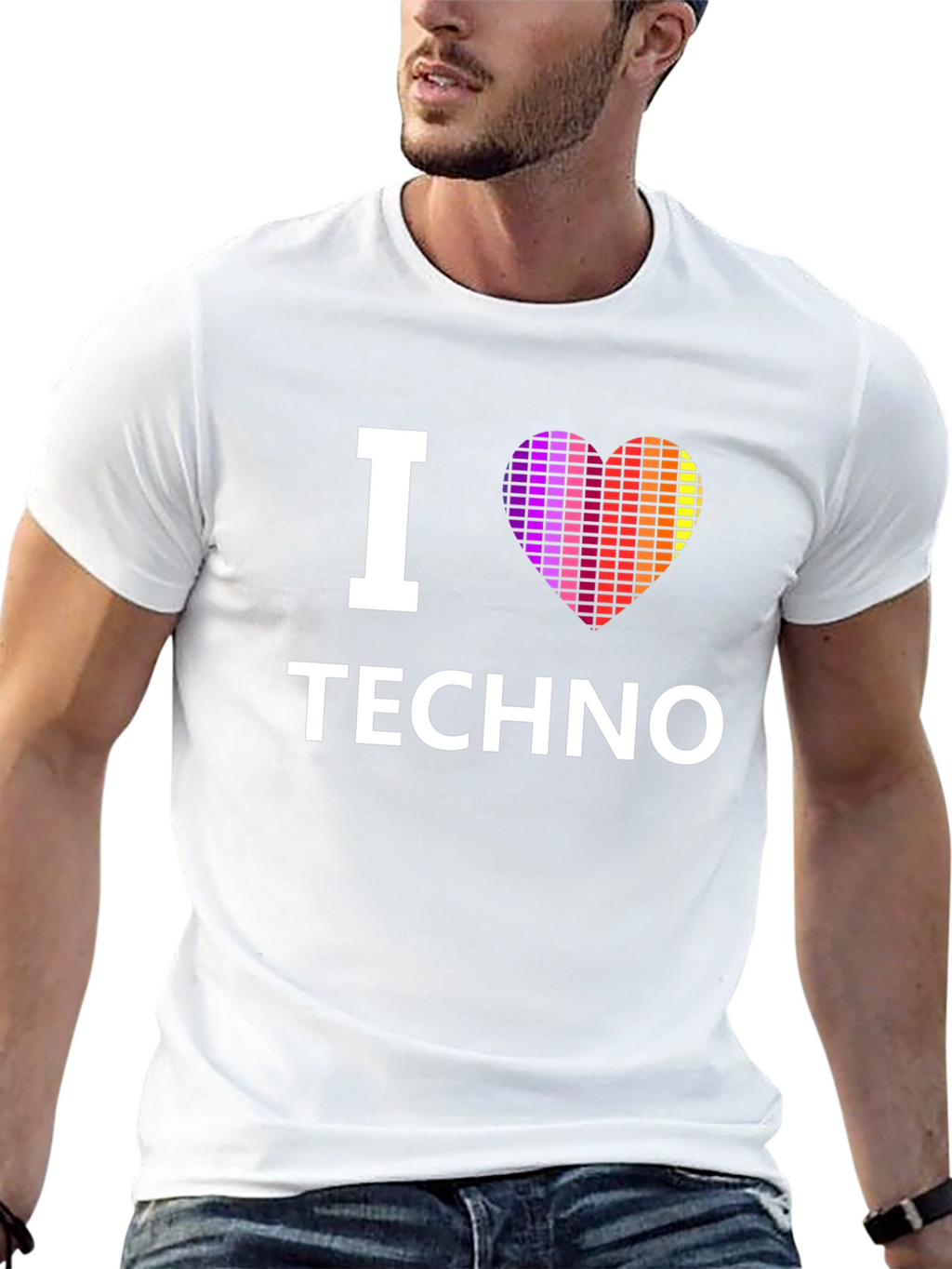 I Love Techno Graphic Black T-Shirt