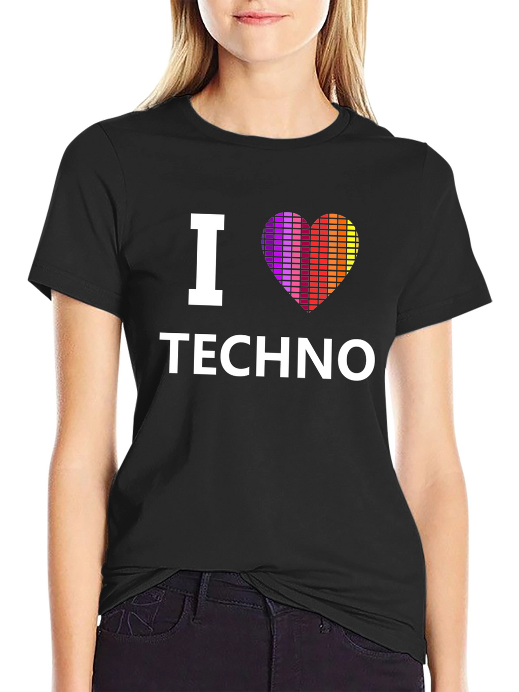 I Love Techno Graphic Black T-Shirt