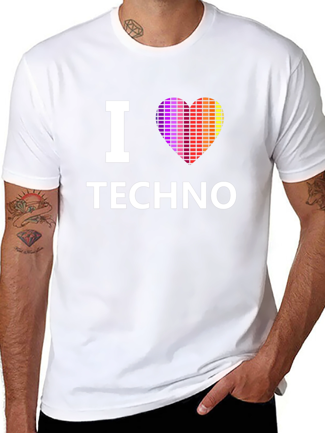 I Love Techno Graphic Black T-Shirt