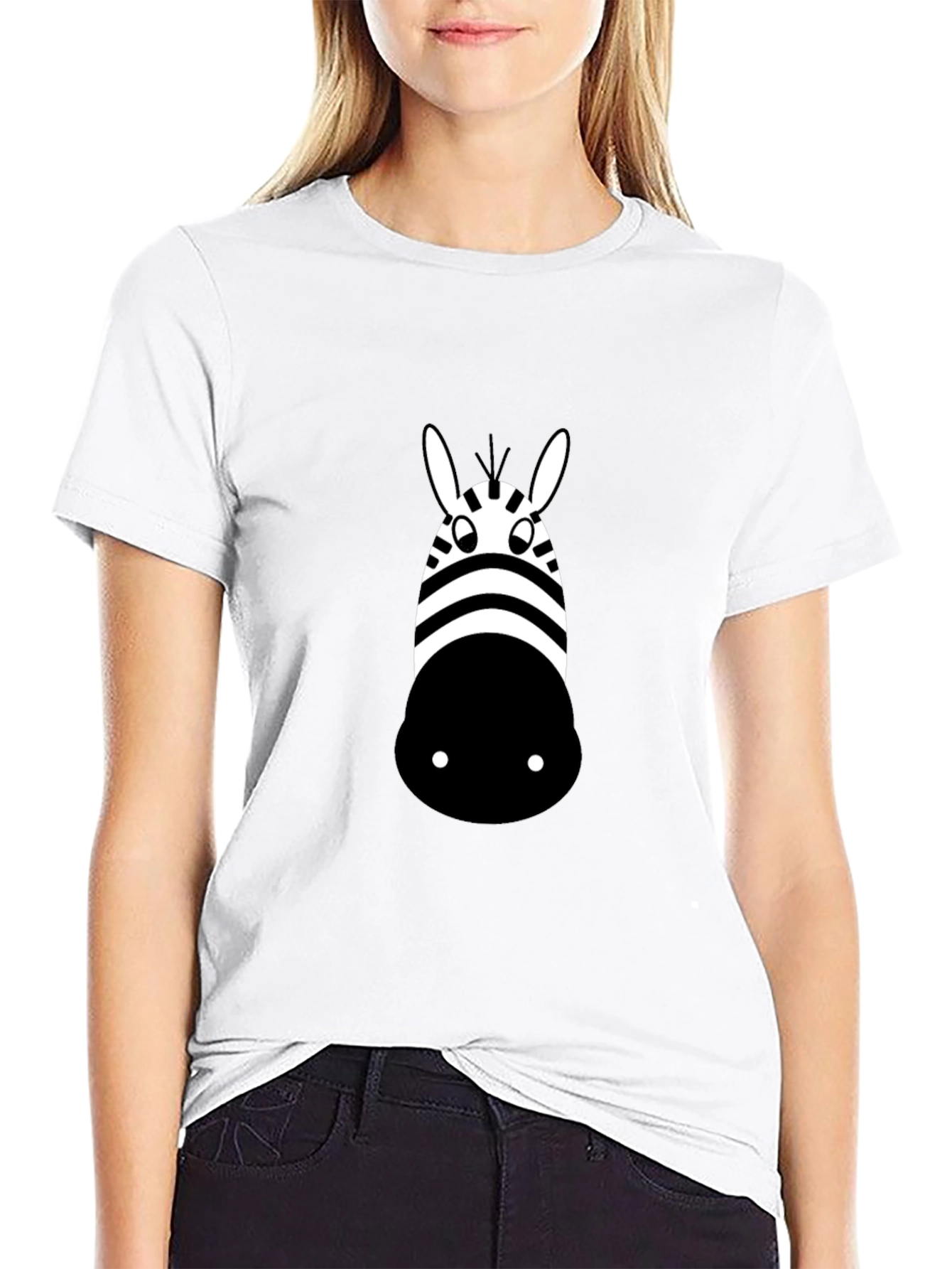 Zebra Face Graphic Tee - Casual Black T-Shirt