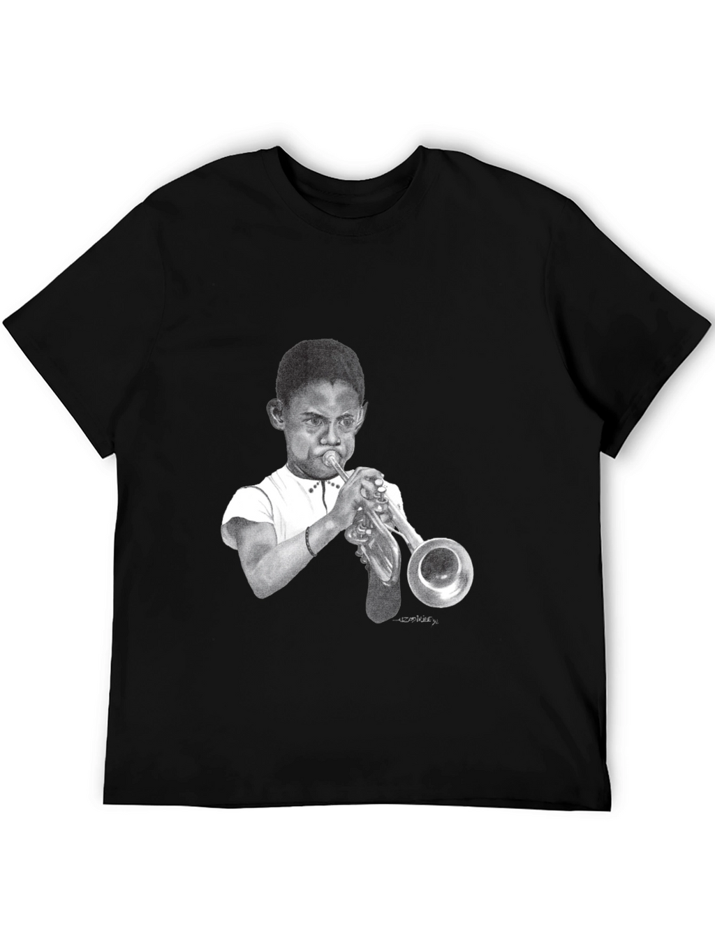 Boy Trumpet Player Graphic Black Tee