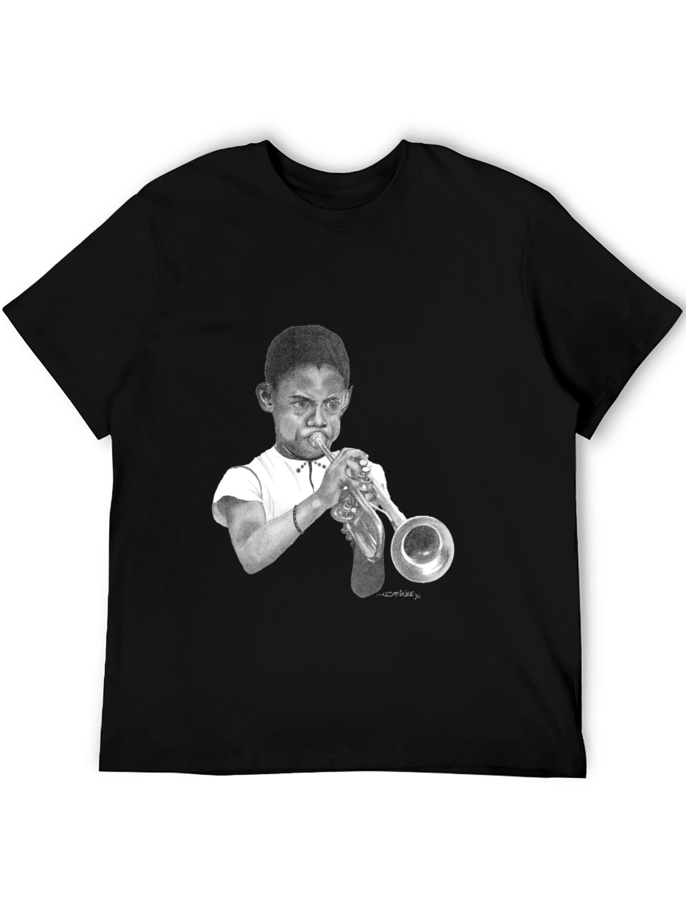 Boy Trumpet Player Graphic Black Tee