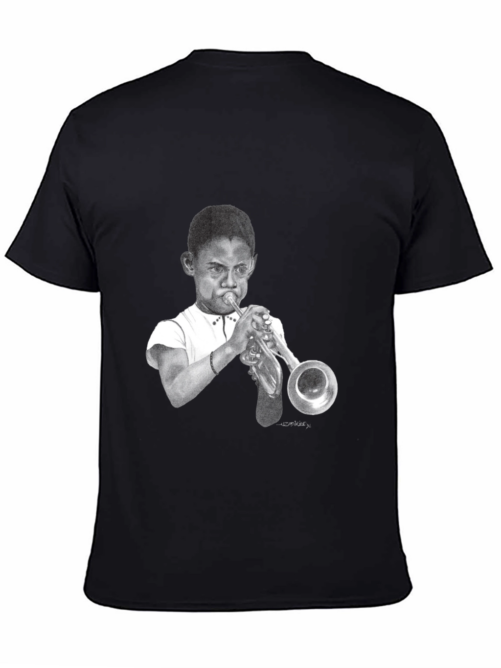 Boy Trumpet Player Graphic Black Tee