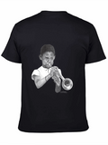 Boy Trumpet Player Graphic Black Tee