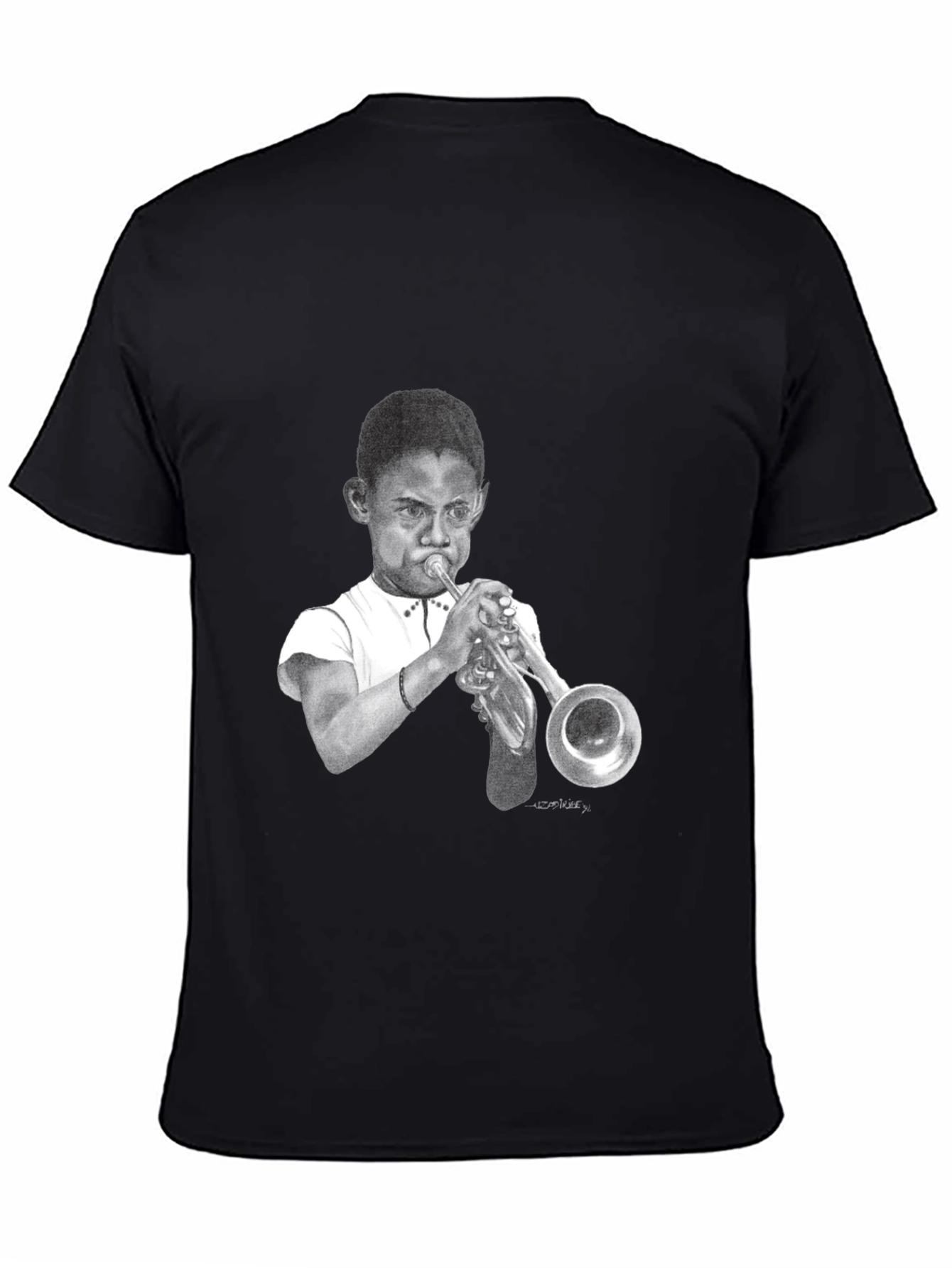 Boy Trumpet Player Graphic Black Tee