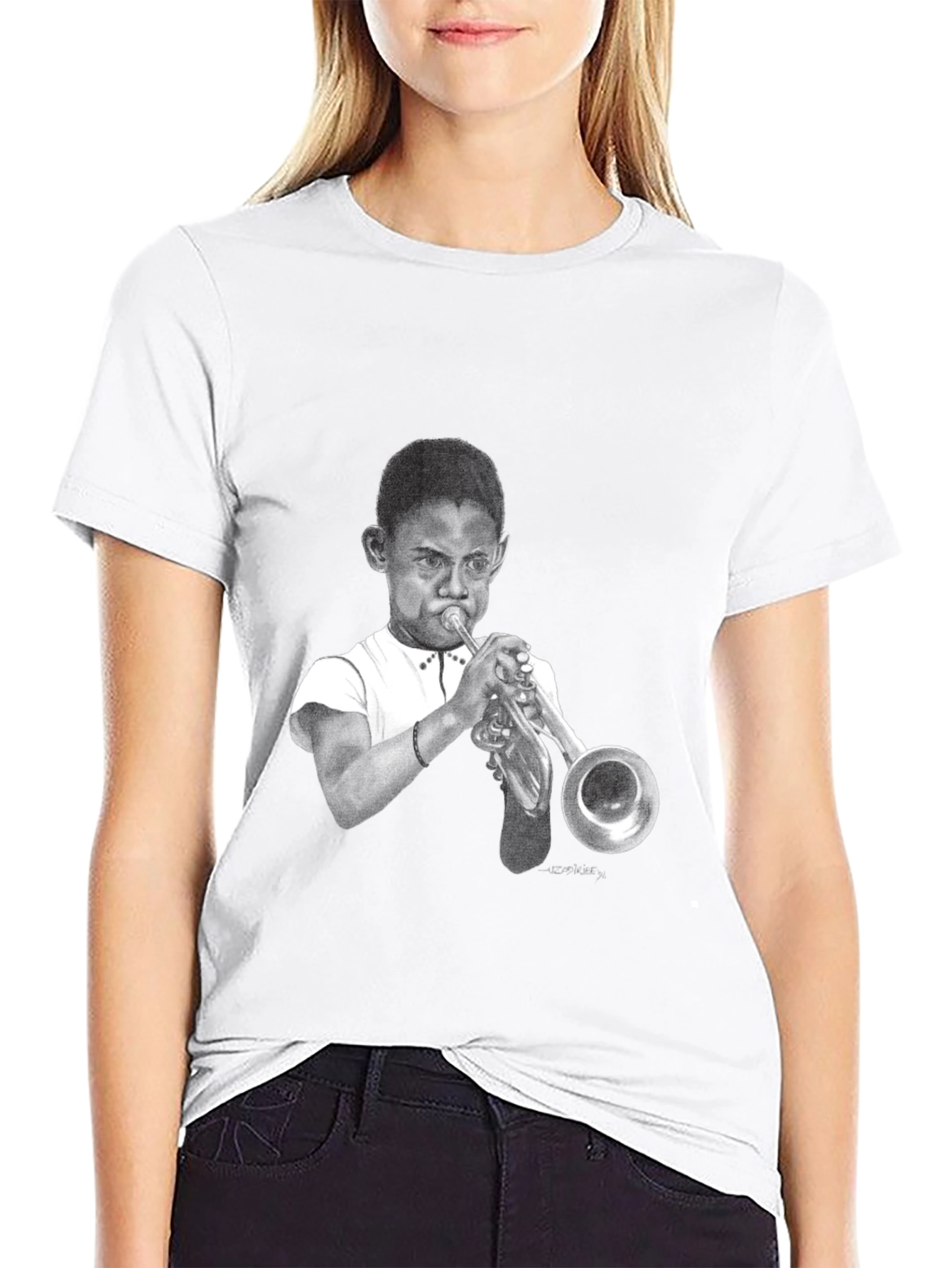 Boy Trumpet Player Graphic Black Tee