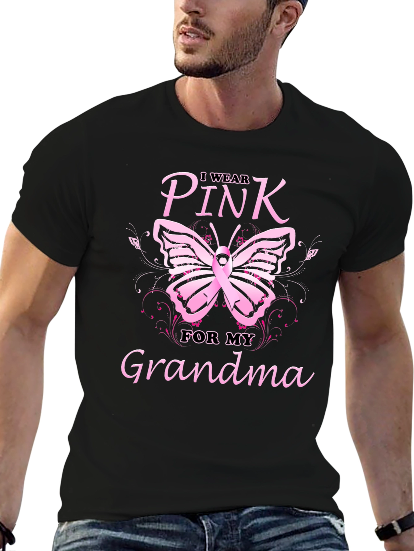I Wear Pink For My Grandma Butterfly T-Shirt