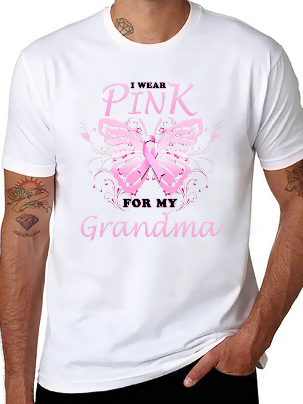 I Wear Pink For My Grandma Butterfly T-Shirt