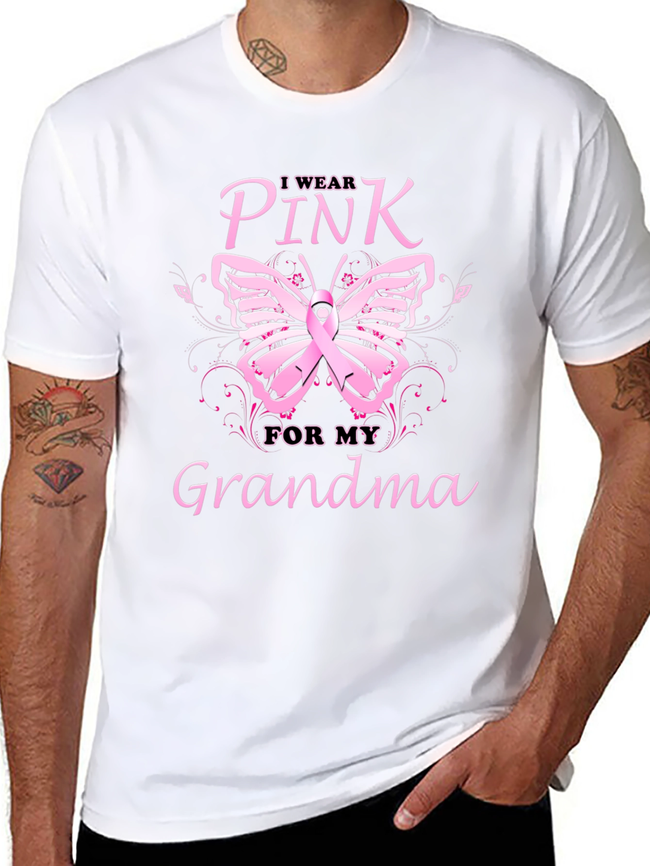 I Wear Pink For My Grandma Butterfly T-Shirt