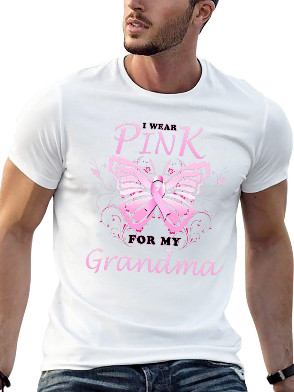 I Wear Pink For My Grandma Butterfly T-Shirt