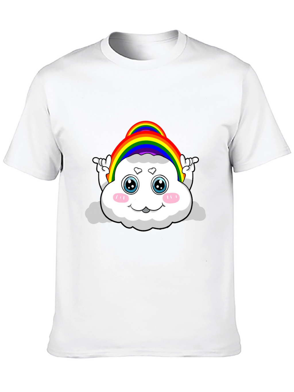 Rainbow Cloud Cartoon Graphic Black Tee