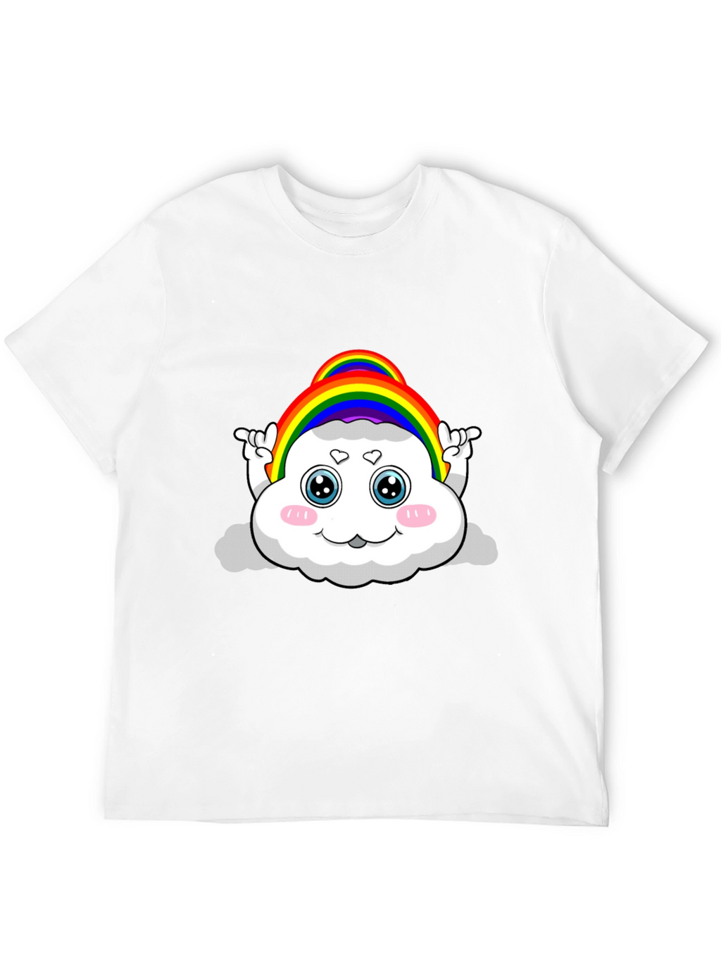 Rainbow Cloud Cartoon Graphic Black Tee