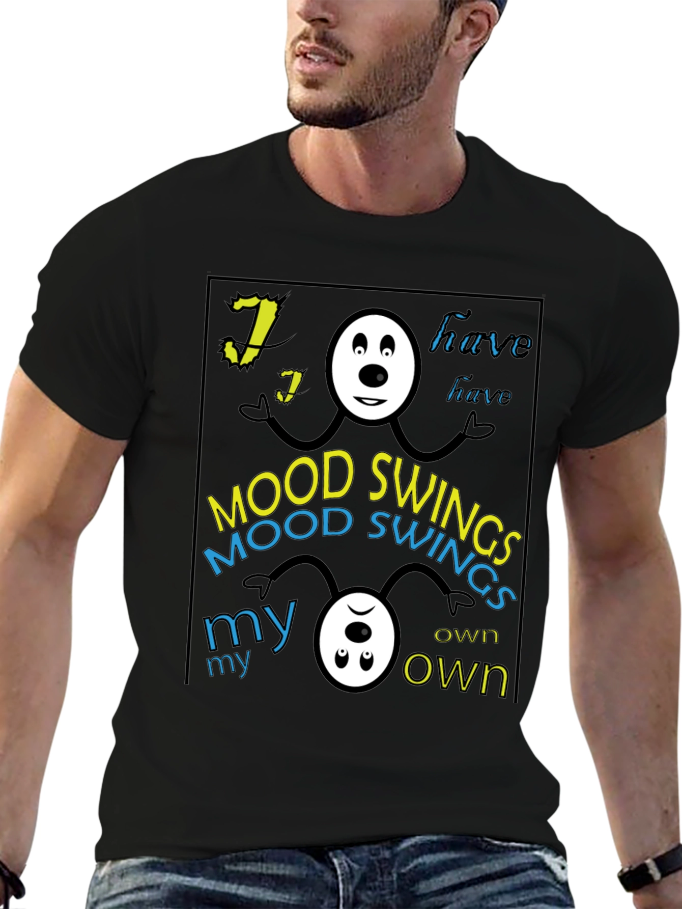 Mood Swings Graphic Tee - Black Crew Neck