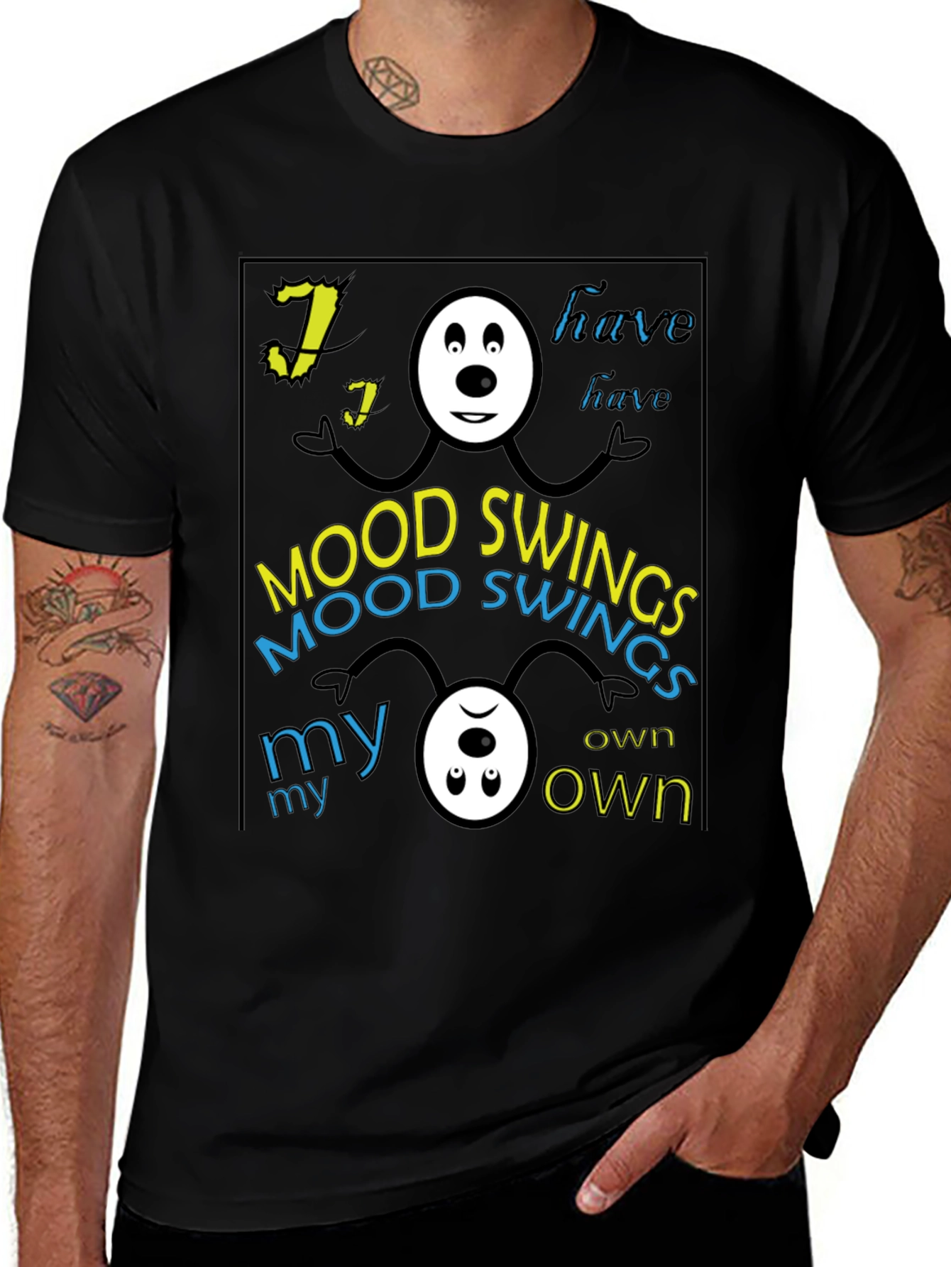 Mood Swings Graphic Tee - Black Crew Neck