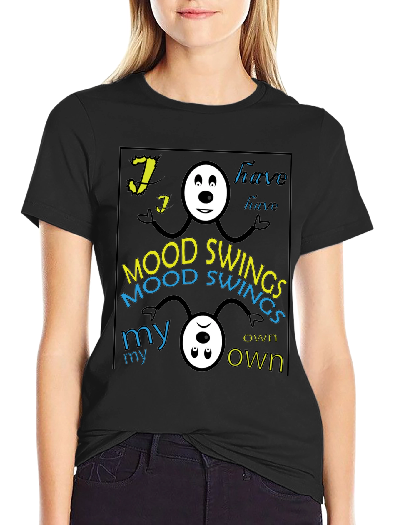 Mood Swings Graphic Tee - Black Crew Neck
