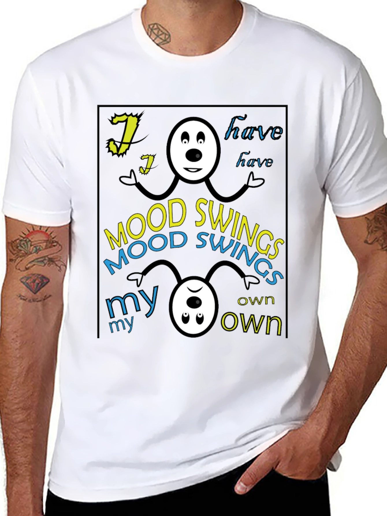 Mood Swings Graphic Tee - Black Crew Neck