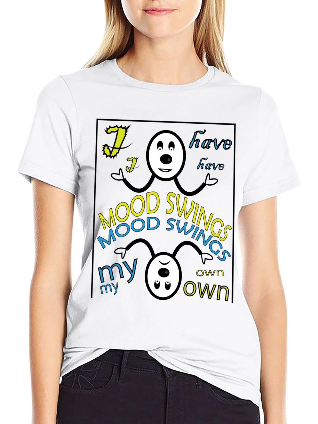 Mood Swings Graphic Tee - Black Crew Neck