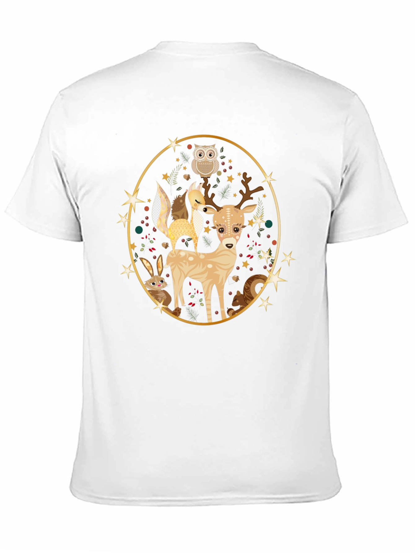 Woodland Creatures Black T-Shirt