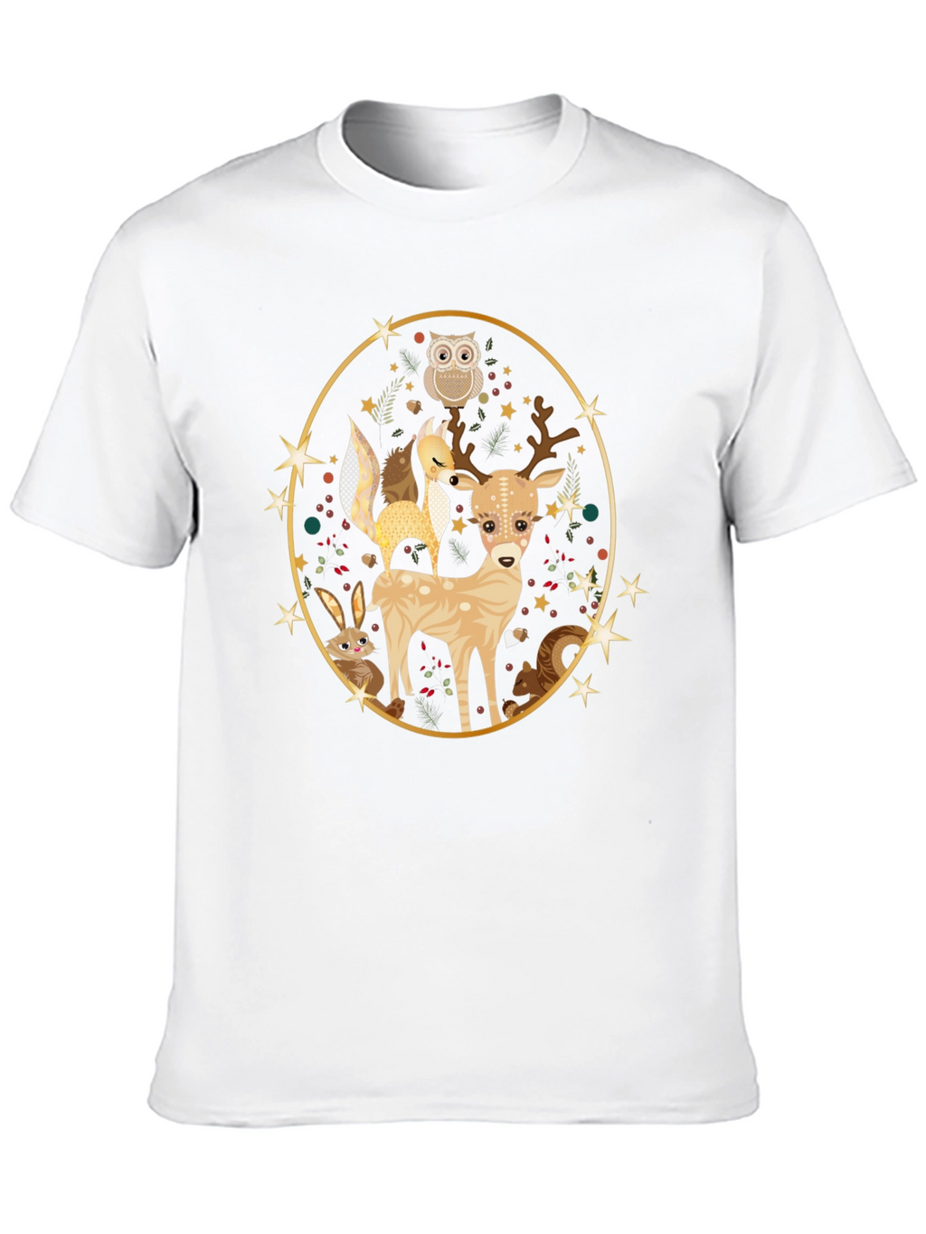 Woodland Creatures Black T-Shirt