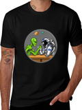 Alien vs Astronaut Arm Wrestle Black T-Shirt