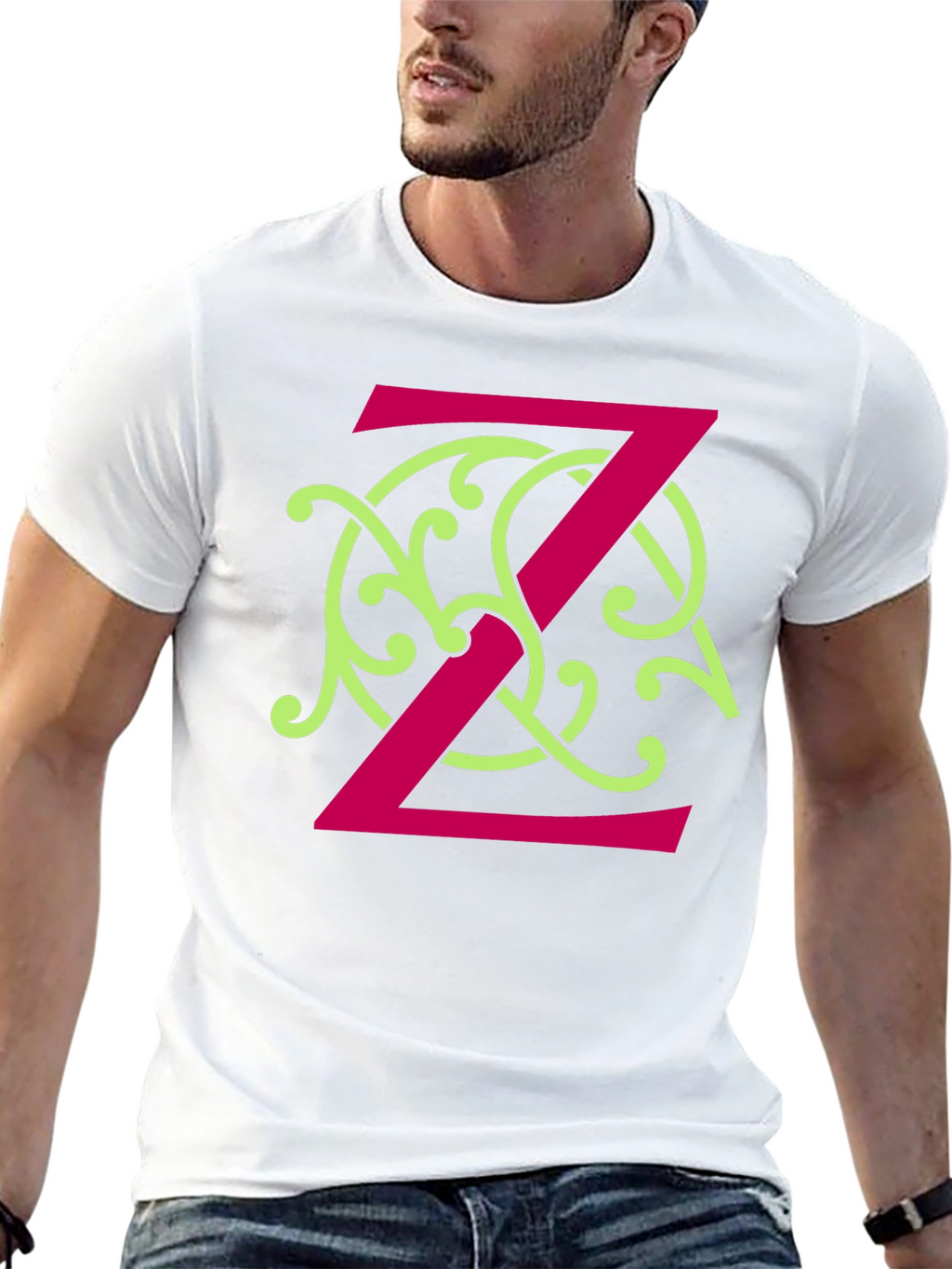 Artistic Letter Z Graphic Print Black T-Shirt