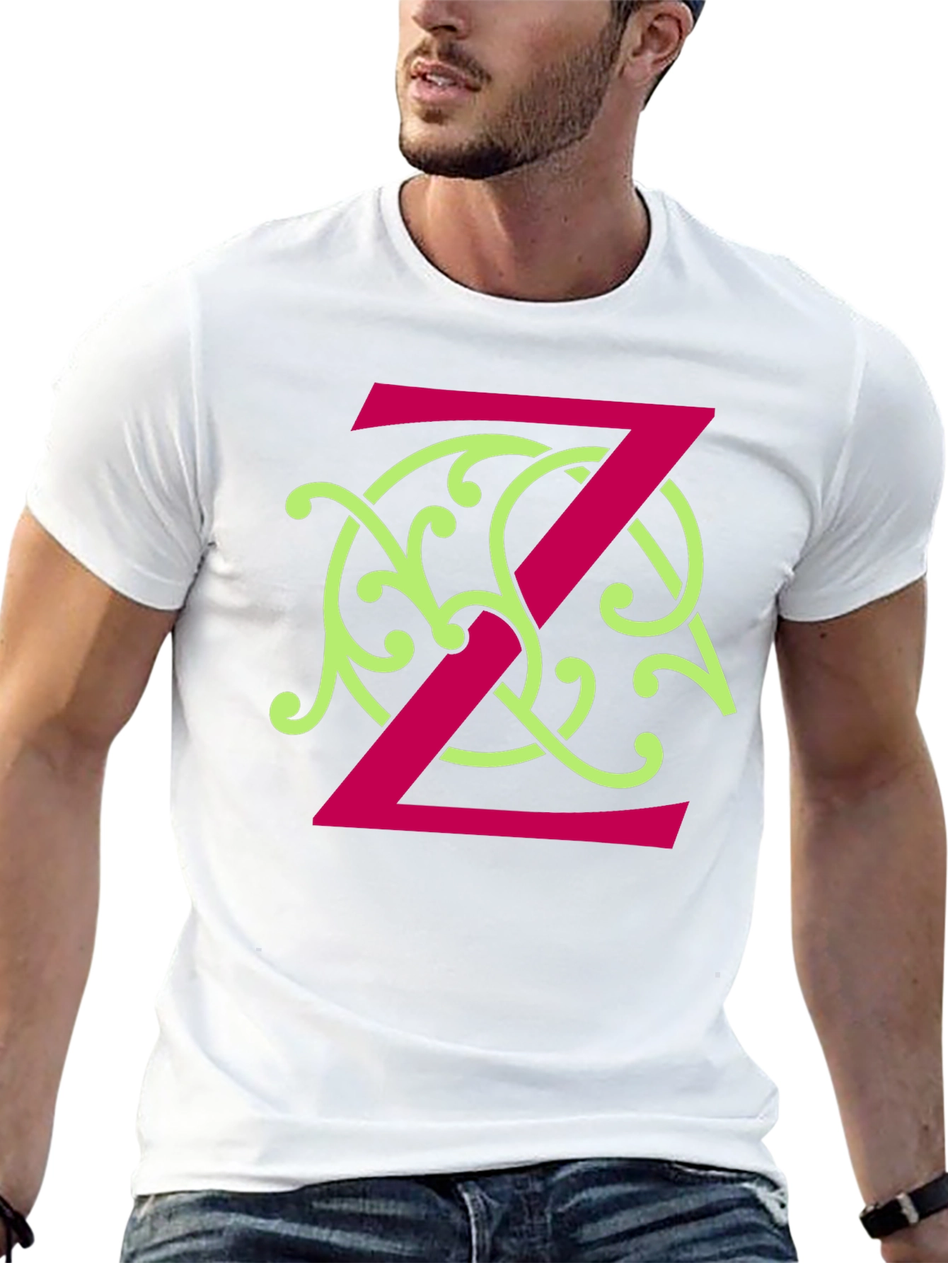 Artistic Letter Z Graphic Print Black T-Shirt