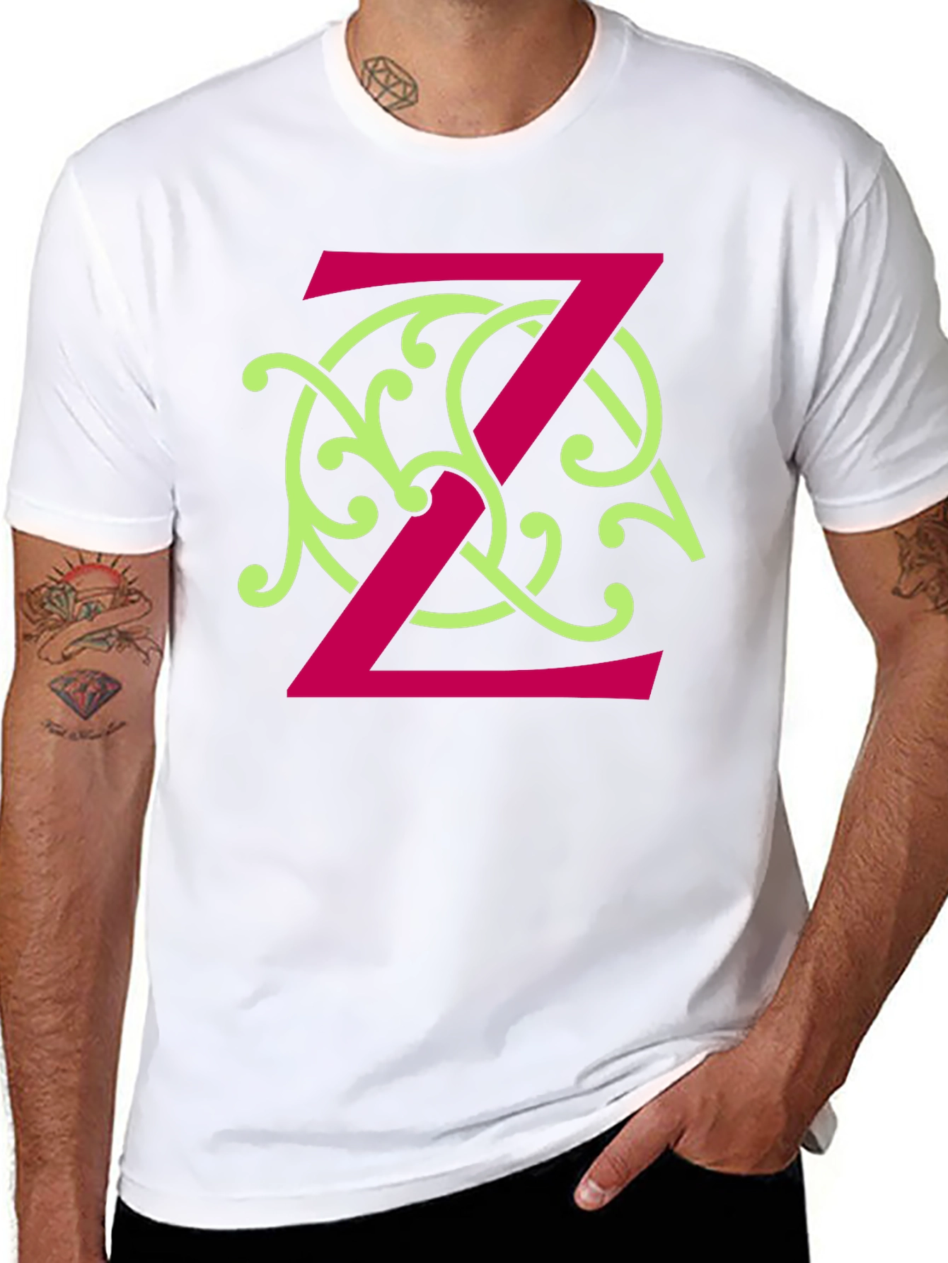 Artistic Letter Z Graphic Print Black T-Shirt