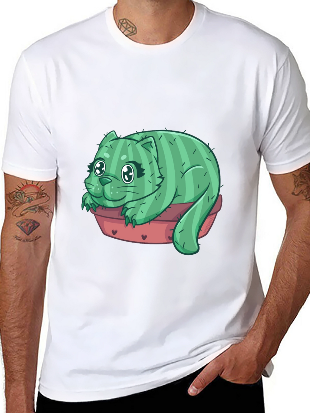 Cactus Cat T-Shirt - Unique Graphic Tee