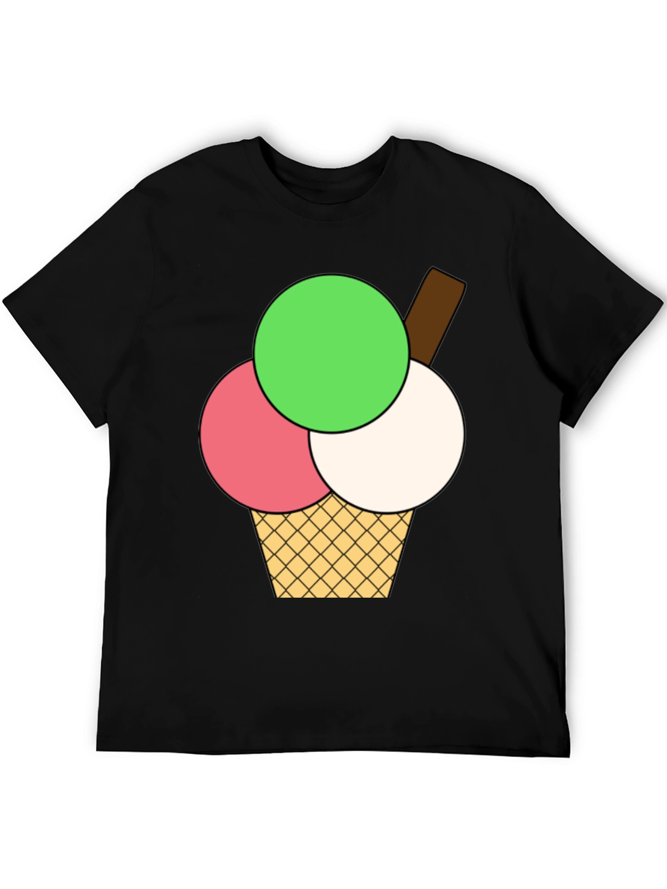 Ice Cream Graphic Tee - Black Cotton T-Shirt