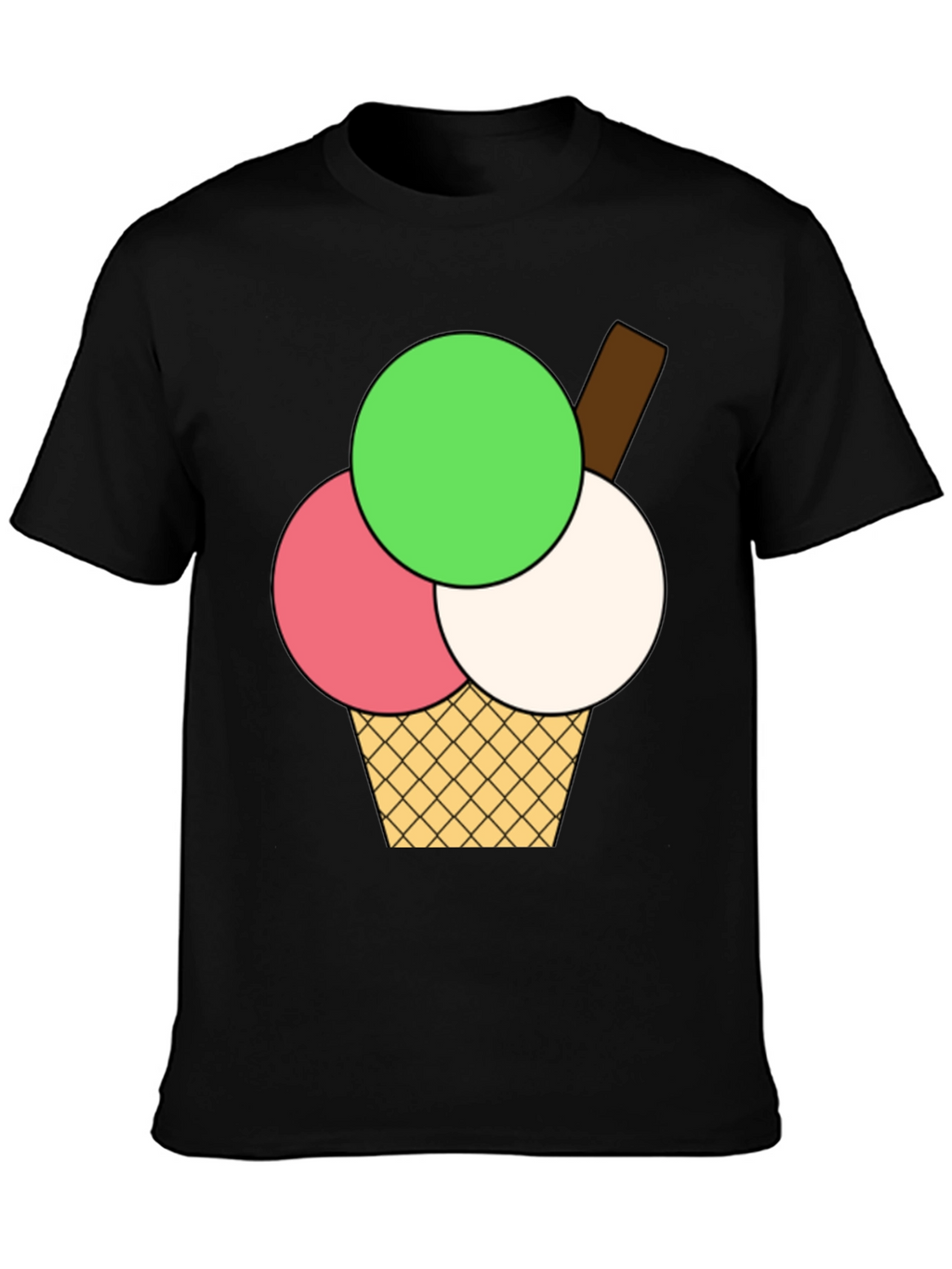 Ice Cream Graphic Tee - Black Cotton T-Shirt