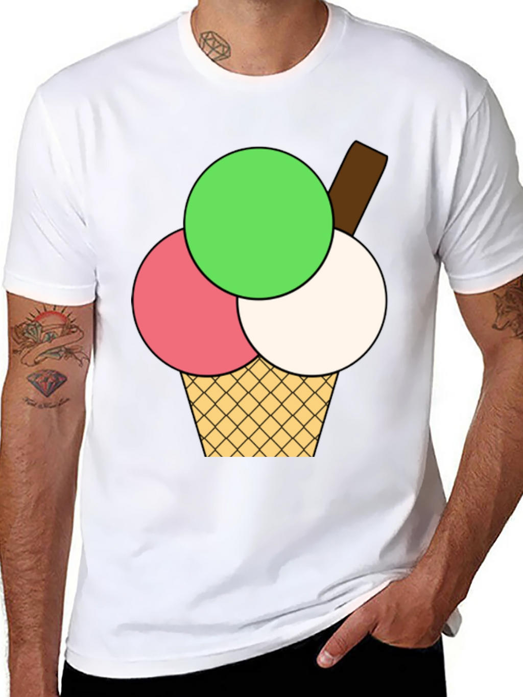 Ice Cream Graphic Tee - Black Cotton T-Shirt