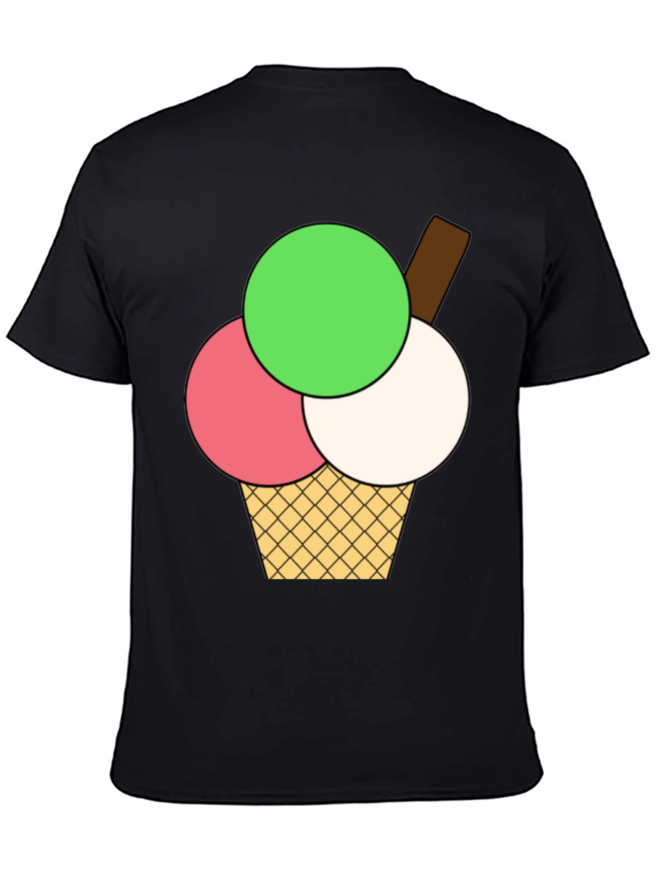 Ice Cream Graphic Tee - Black Cotton T-Shirt
