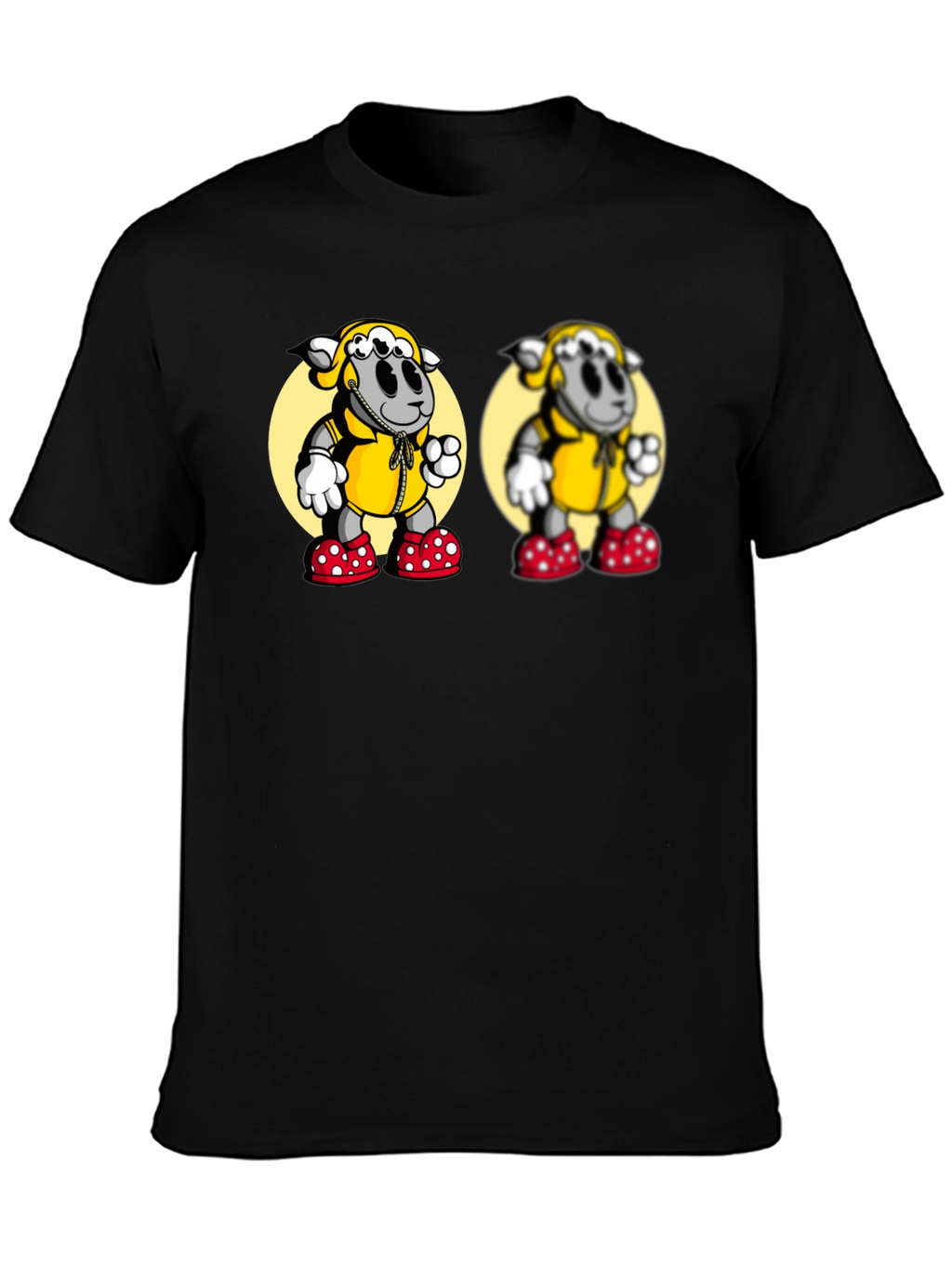 Cartoon Sheep Graphic Black T-Shirt