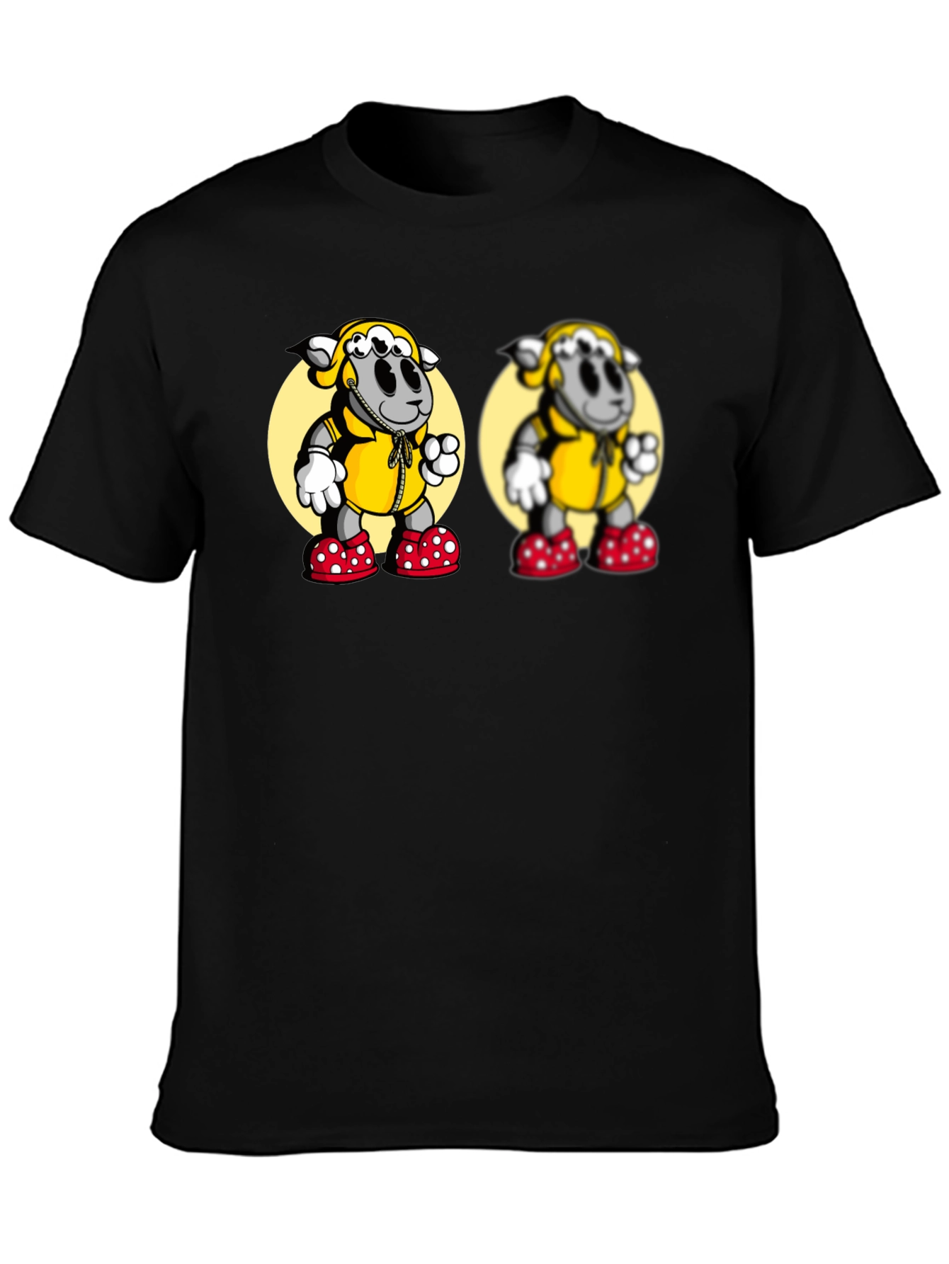 Cartoon Sheep Graphic Black T-Shirt