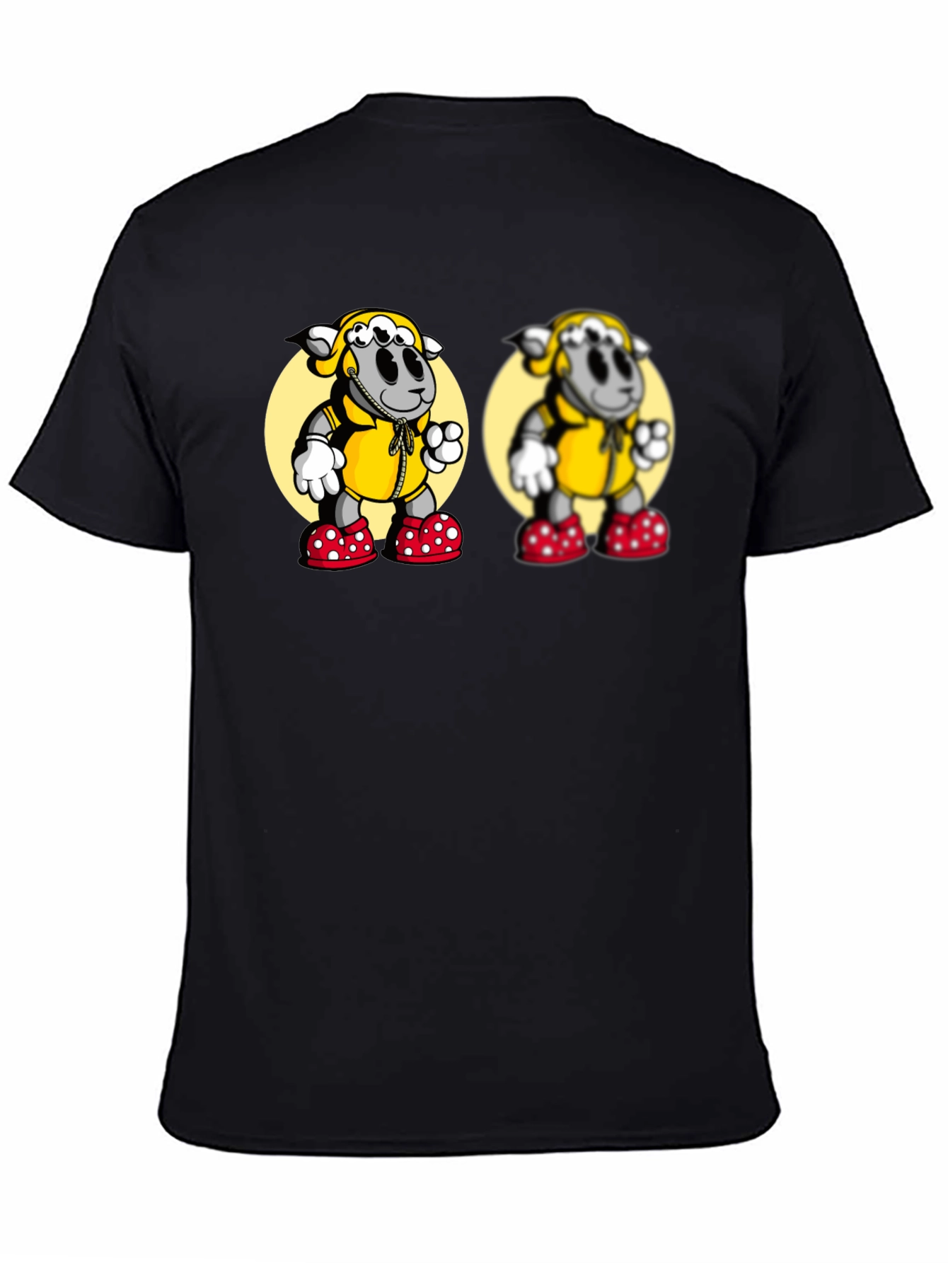 Cartoon Sheep Graphic Black T-Shirt
