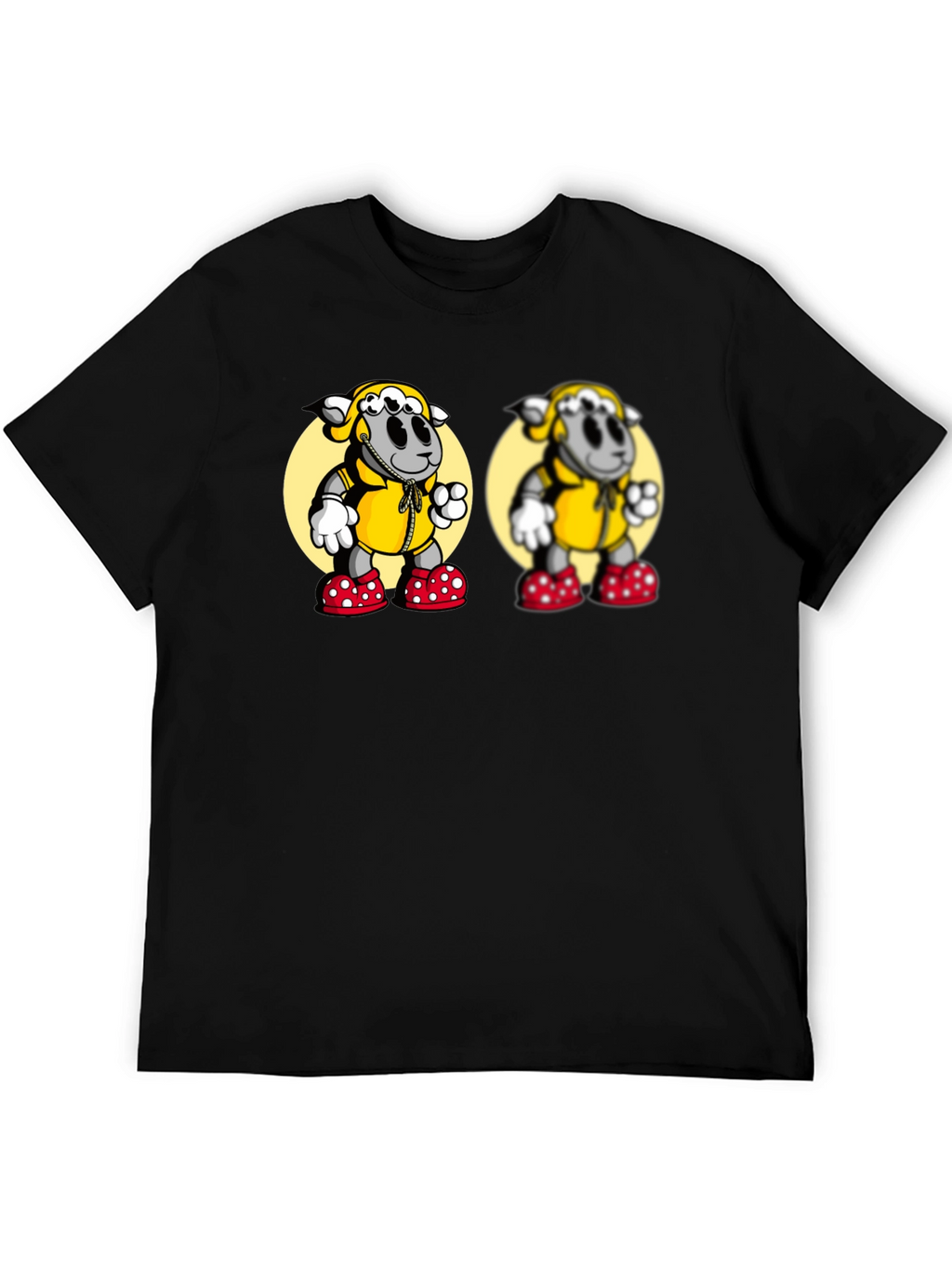 Cartoon Sheep Graphic Black T-Shirt