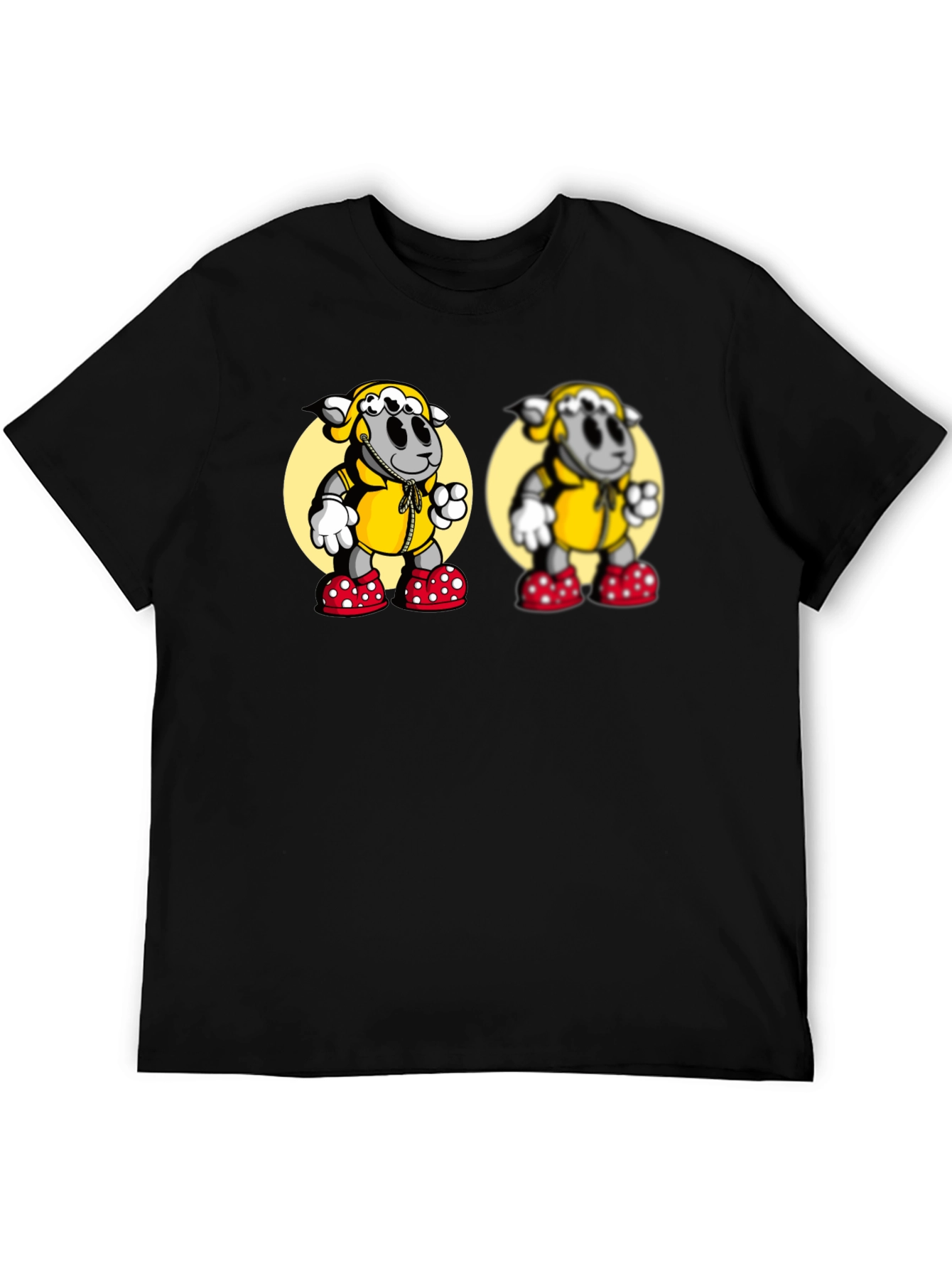 Cartoon Sheep Graphic Black T-Shirt
