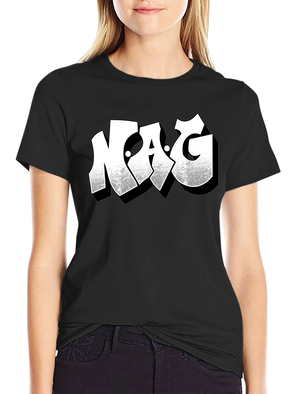 NAG Graphic Print Black Crew Neck T-Shirt