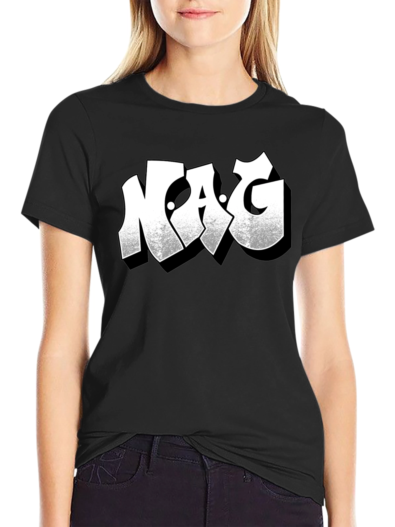 NAG Graphic Print Black Crew Neck T-Shirt