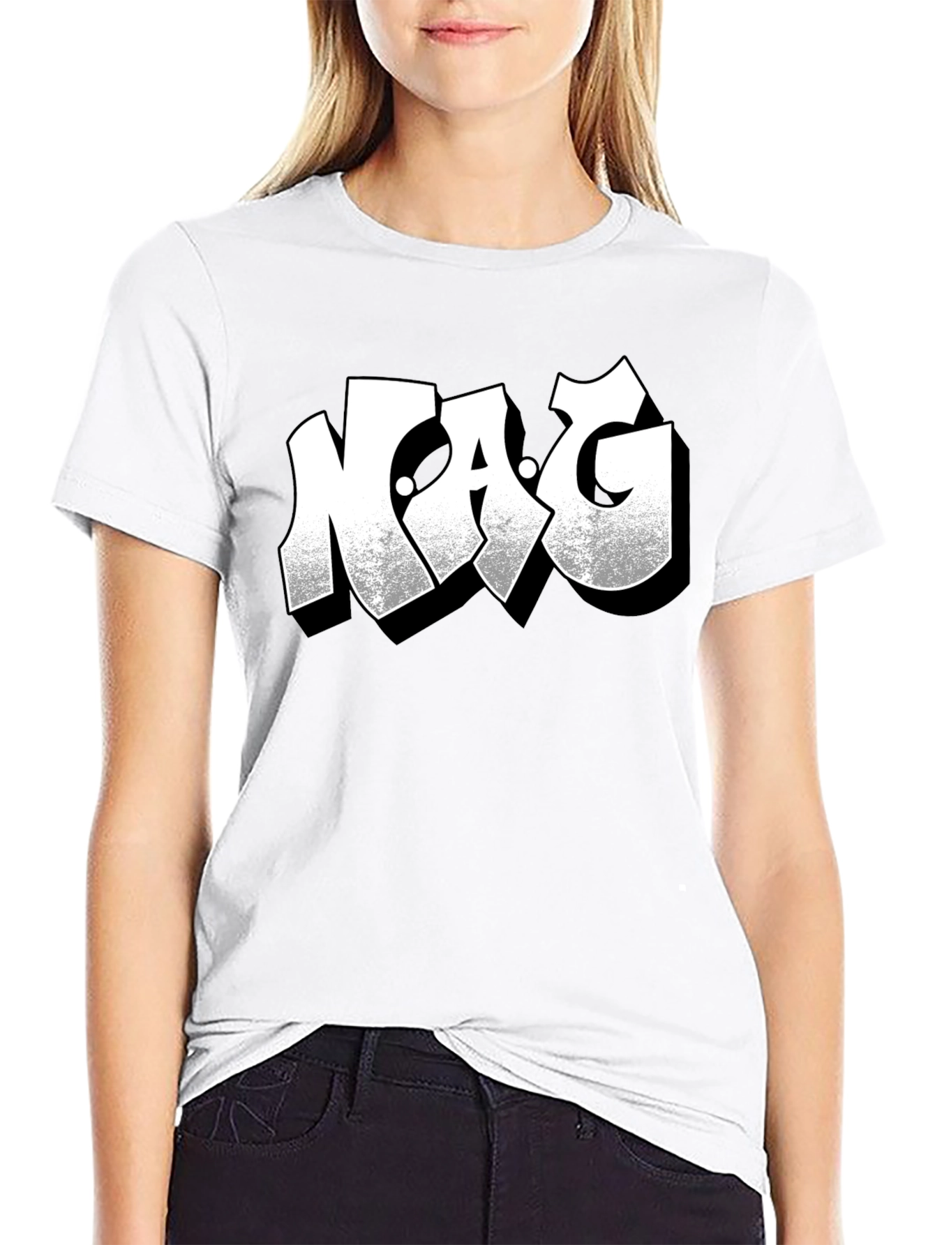 NAG Graphic Print Black Crew Neck T-Shirt