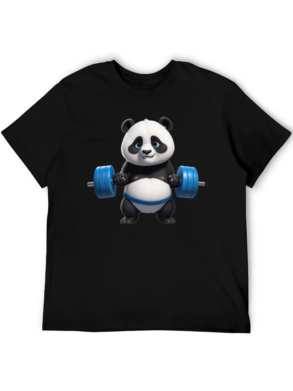 Funny Panda Lifting Weights Graphic T-Shirt